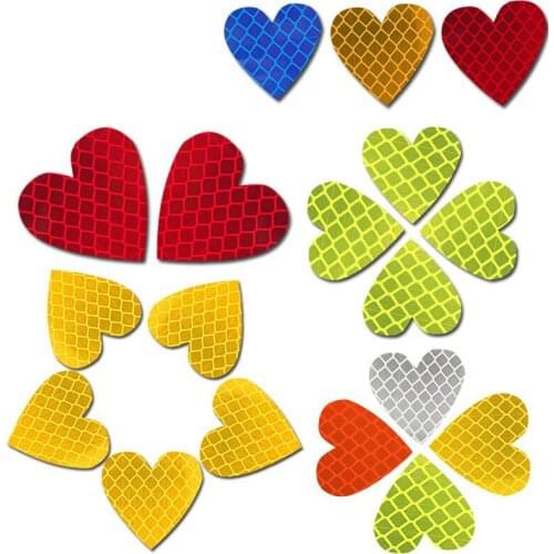 100pieces/set heart shape Auto Exterior Universal Safety Warning Mark Reflective Tape Motorcycle Bike reflective Car Stickers