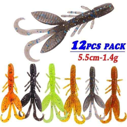 12pcs/lot Silicone Shrimp Shiner Soft Fishing Lures Fish Larvae Jigging Bait Artificial Worm Lure Wobblers Fishing Tackle