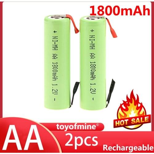 2x Ni-MH 1.2V 2/3AA 1800mAh rechargeable battery NI-MH Batteries For Phone Toy