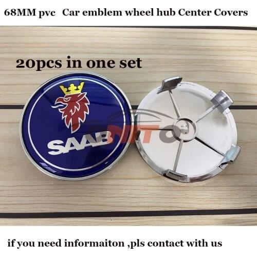 20pcs/lot 68mm Car logo Badge Emblem Wheel hub Caps for 9-3 9-5 93 95 BJ SCS covers Label 65mm Car stickers