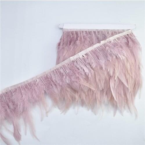 5Meters/Lot Leather pink Rooster Neck Hackle Feather Trim Ribbon Pheasant Feathers for Clothes DIY Wedding Feathers Decoration