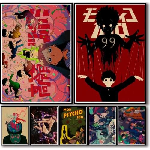 50 Designs Anime Mob Psycho 100 Kraftpaper Poster Mobu Saiko Hyaku Artwork Fancy Wall Sticker for Coffee House Bar A3