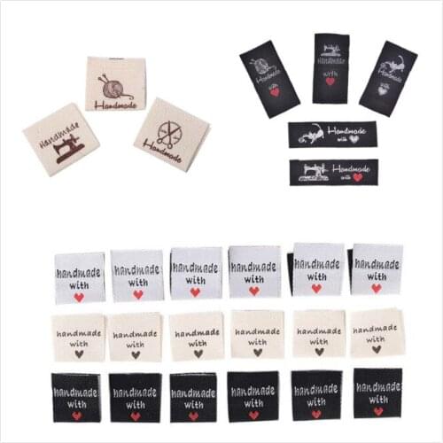 50Pcs/lot DIY Tags Hand Made Woven Labels Washable Cotton Garment Tags Clothing Shoes Bags Woven Labels Wholesale