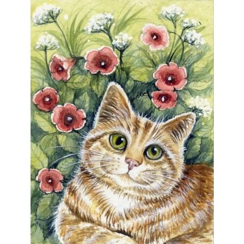 Full Drill 5D Diy Diamond Painting Cat Rhinestone Diamond Embroidery Animal Cross Stitch Flower Mosaic Home Decor Handmade Gift
