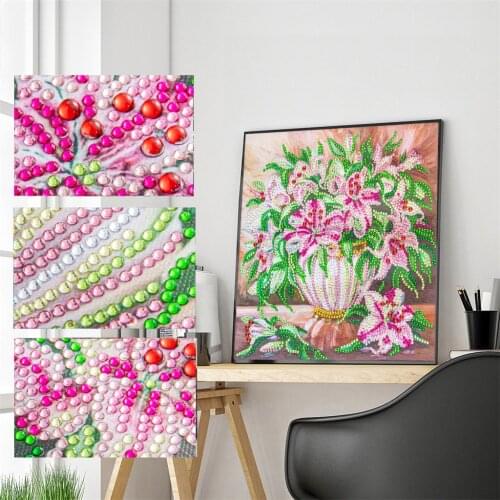 5D DIY Special Shaped Diamond Painting Flower Fleur Partial Drill Diamond Embroidery Cross Stitch Kit Rhinestone Picture 30x30cm