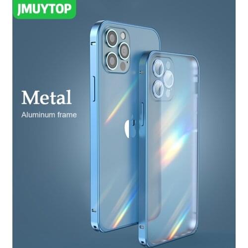 Aluminum Alloy Metal Bumper Case for iPhone 12 Pro Max with Full Body Protective Camera slim Matte Back cover No fingerprints