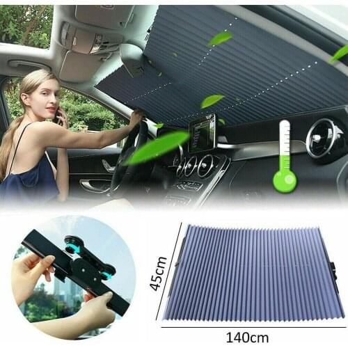Car Retractable Windshield Anti-UV Window Sunshade Retractable Foldable Windshield Sunshade Cover Shield Curtain Auto Sun Shade