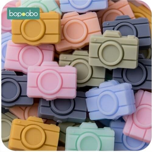 Bopoobo 100PC Camera Silicone Teething Beads for Kids DIY Chewable BPA Free Soft Safe and Non-toxic Food Grad Silicone