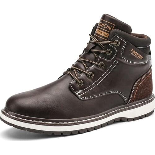 Mens Autumn Winter Boots Thick Bottom Anti Slip Round Head Lace Up High Top Boot Outdoor tooling Boot Big Size Climbing Shoes