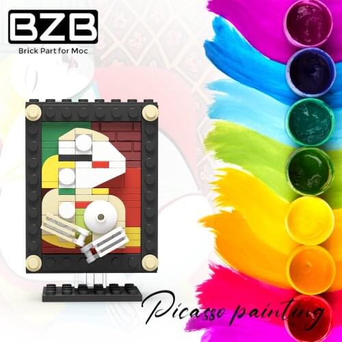 BZB MOC Art Pixel Art Masters Self-Portrait Decoration Photo Frame Home Decoration Kids Birthday Gift DIY Toys