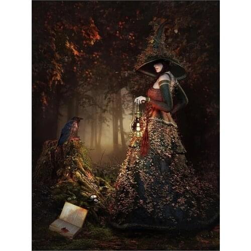 Diy 5D Autumn Fall Witch Bird Book Forest Full Diamond Painting Cross Stitch Kits Art Portrait 3D Paint By Diamonds
