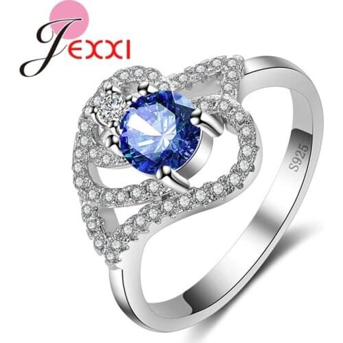 Hot Austrian Crystal Wedding Rings Silver Fashion Women Hollow Out Engagement Finger Ring Bridal Jewelry High Quality