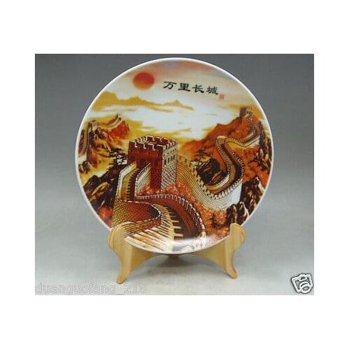 Collectible Chinese Famille Rose Porcelain painting china Great Wall Plate