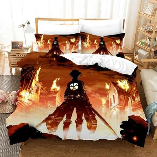 Anime Attack On Titan 3D Printed Bedding Set Duvet Cover Pillowcases Comforter Bedding Sets Bedclothes Bed Linen