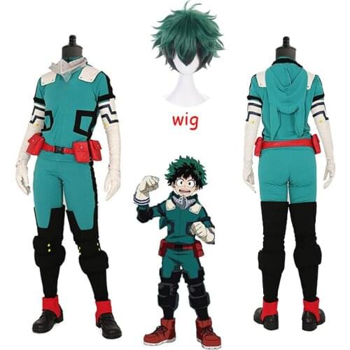 Anime My Hero Academia Cosplay Midoriya Izuku Deku Battle Cosplay Costume Unisex Costume Set Halloween Wig Hair