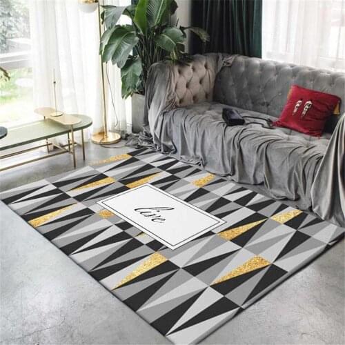 Nordic Gray Black Gold Geometric Pattern Bedside Rugs Simple Striped Carpet For Kitchen Floor Rectangle Carpet Bathroom