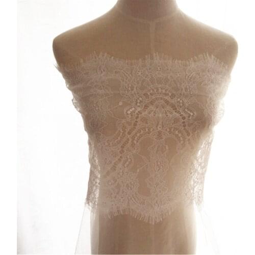 3 meters Floral Embroidery Eyelash Lace Trim Edging Trimmings Ribbon Sewing on Wedding Bridal Dress Veils Headpiece