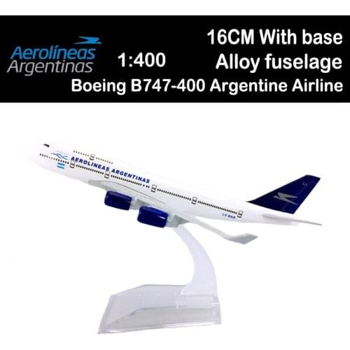 16CM 1:400 Boeing B747-400 Argentine Airlines W Base Airbus Metal Alloy Aircraft Plane Airliner Display Model Adult Kid Souvenir
