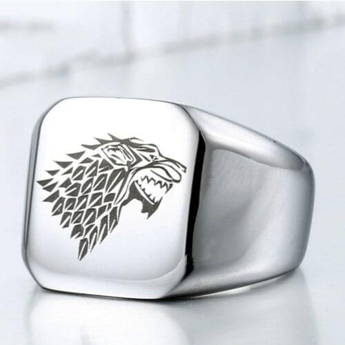 Icefield Wolf Rings for Men Retro Glossy Metal Wolf Mens Ring Punk Style Rock Party Jewelry