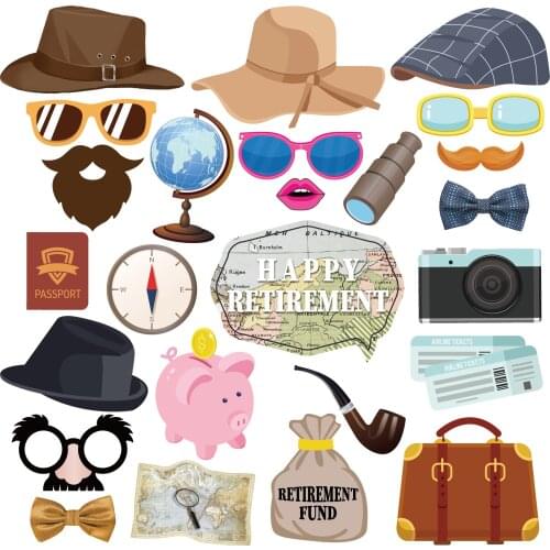 Retirement Party Decorations Mr Mrs DIY Photobooth Props Globe Telescope Map Paper Cards Photobooth Props Party Favors Supplies