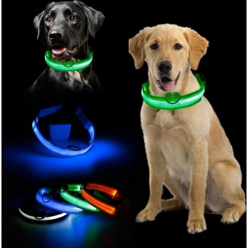Nylon LED Dog Leash At Night Luminous Anti-Lost Leash Adjustable Neck Strap Dogs Puppies LED Glowing Leashes Dropship TSLM1