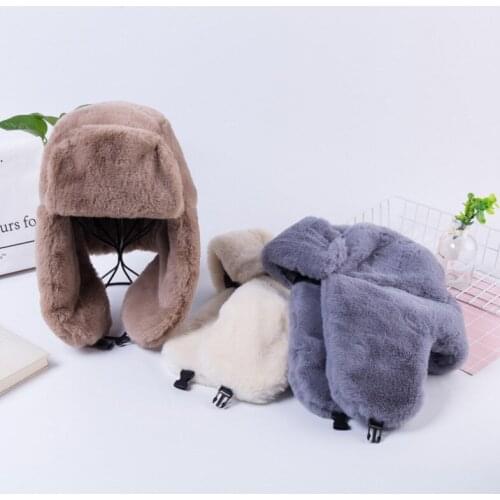 New winter hat women faux fur hat russia hat ear-fluttered women Lei Feng Cap lady Thicken Keep warm Couple Fashion