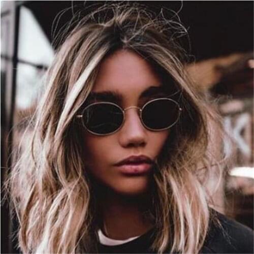 Retro oval sunglasses women metal frame small sunglasses men luxury brand designer trendy cute sexy gold black eyewear