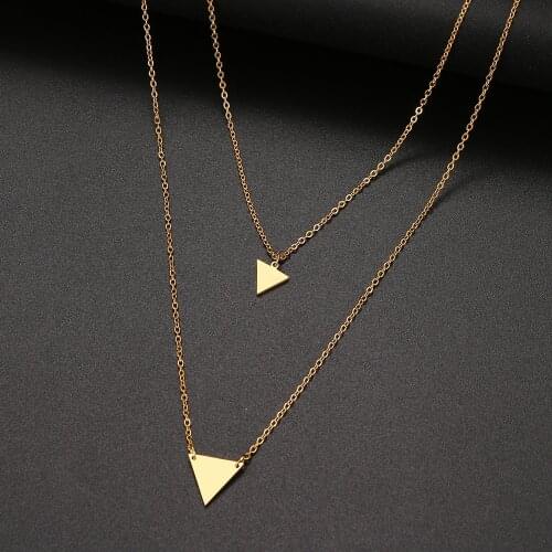 Stainless Steel Necklaces Fashion Pendant Multi-layer Style Geometric Triangle Chain Necklace For Women Jewelry Party Friend NEW