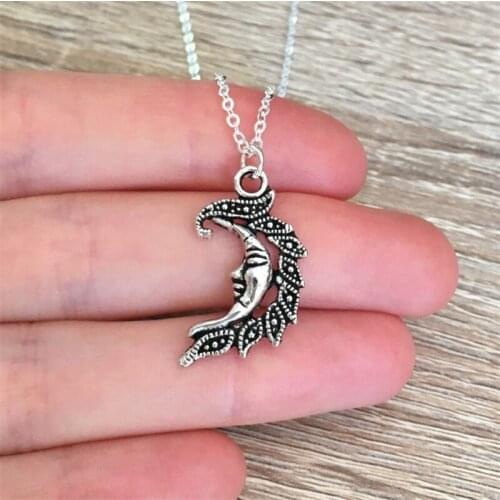 Moon Necklace, Silver Color Chain, Astrology Gift, Celestial Pendant, Solar System Jewelry, Space Lover, Crescent Necklace