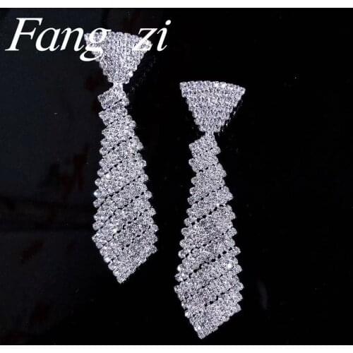 Luxury womens Earrings geometric crystal necktie Earrings Rhinestone Fashion Earrings Jewelry birthday party accessories