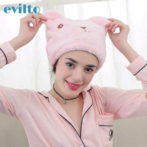 Cute Hair Drying Cap Towel Microfiber Quick-drying Headscarf Bathroom Absorbent Shower Hat Wrapped Towels Bathing Cap