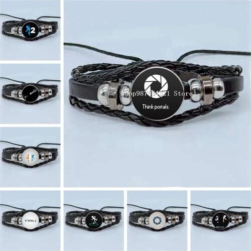Transmit football sports bracelet, glass cabochon multi-layer braided leather bracelet jewelry