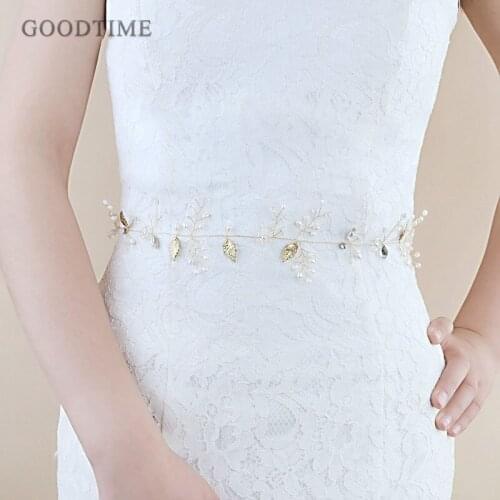 Wedding Belts With Pearls Gold Leaves Flowers And Rhinestone Sash Belt For The Evening Wear Wedding Accessories For Women Girl