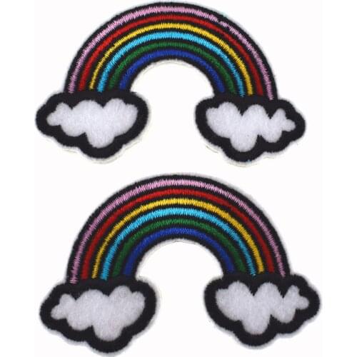 2Pcs Rainbow Pattern Iron On Patches For Clothing Embroidery Patch Badge Stickers DIY Accessories
