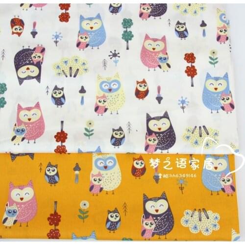 New Cute Owls Print For DIY Handmade Bag Toy Pillow Tissus Baby Dress Patchwork Tilda Tecido Quilting Fat Quarters Cotton Fabric