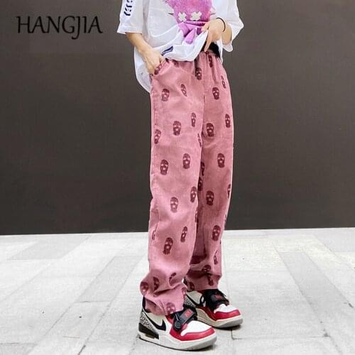 Spring and Summer Thin Retro Hip Hop Corduroy Casual Joggers for Men Streetwear Women Loose Funny Masked Man Printed Sweatpant