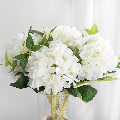High Quality 18inch Artificial White Hydrangea Flower Ball Silk Hydrangea Accessory Home Wedding Decoration Fake Flores Bouquet