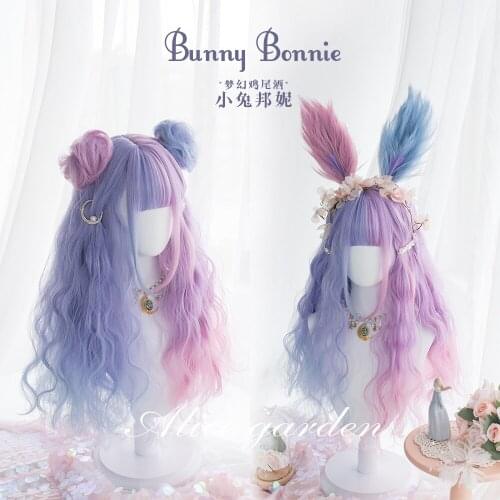 High Quality Harajuku soft girl lolita wig candy color lolita long curly hair female wig