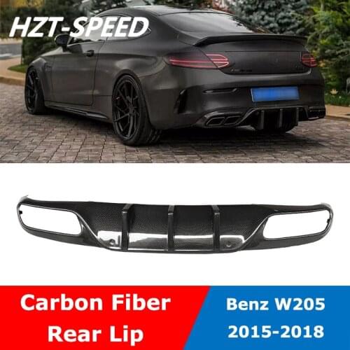 W205 OTM Style Carbon Fiber Rear Bumper Shovel Lip Diffuser Spoiler For BENZ C Class C300 C63 AMG Coupe 2015-2018