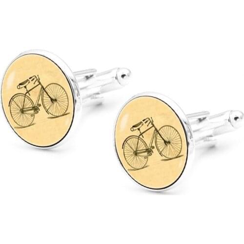 XK-5HXK0132 Retro French Suits Cufflinks with Bicycle Pattern Men Women Shirts Sleeve Nails Unisex Cuff Link for Collection