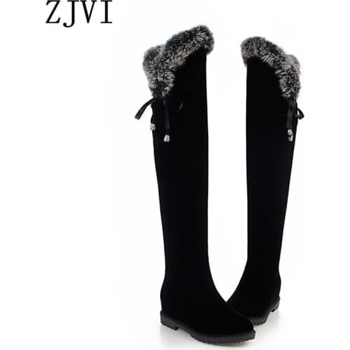 ZJVI 2020 Women Over The Knee Boots Woman Winter Autumn Ladies Thigh High Boots For Girls Shoes Wedges Heels