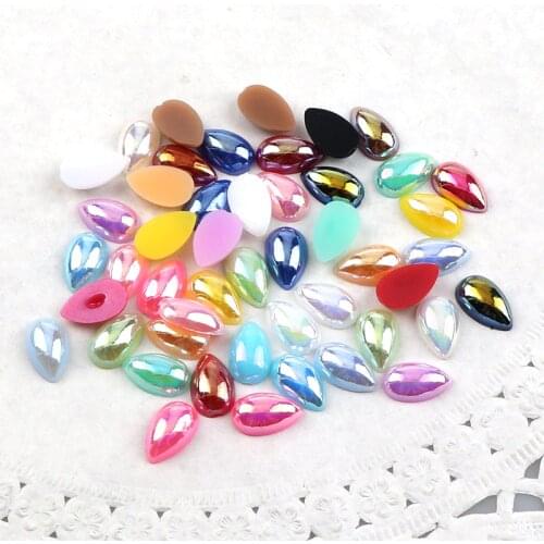 100 Pcs 6*10mm ABS Imitation Water Drop Flatback Pearl Beads Decoration For DIY Accessories Jewelry Making Nail Art Phone Case
