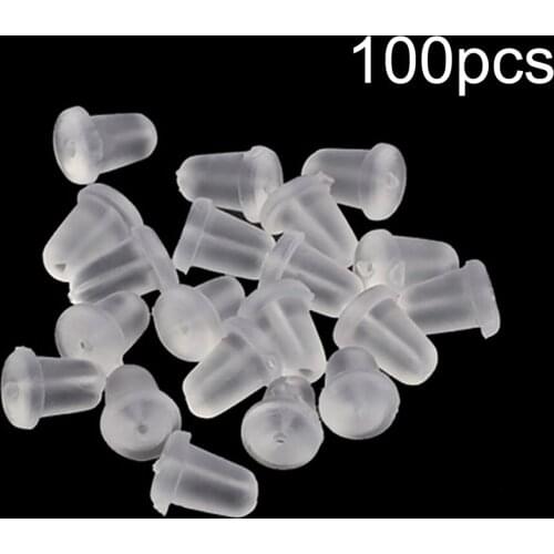 100pcs/lot Bullet-shaped Round Rubber Earring Backs Stoppers Ear Stud Earrings Cap Transparent Ear Plugging Blocked Studs