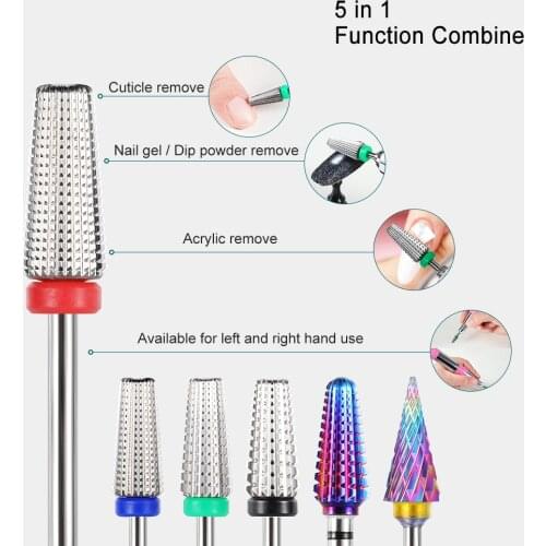 100% Tungsten steel 5 in 1 Left Right Hand Tapere Nail Drills Carbide Drill Bit Electric Machine Cutter polishing Tools