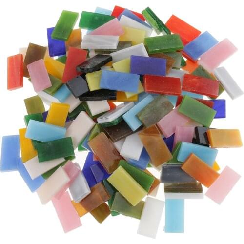 150 Pieces Rectangle Shape Assorted Colors Glass Pieces Mosaic Tiles Tessera for Arts DIY Craft 10x20mm
