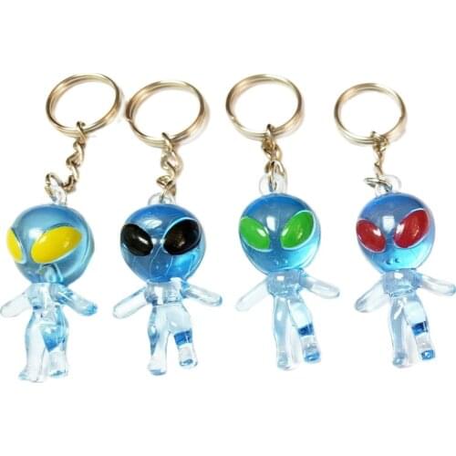 6 Pcs Alien With Key Ring Blue Pinata Bags Filler Loot Gag Boys Toys School Prize Gift Birthday Party Favors Vending Novelty