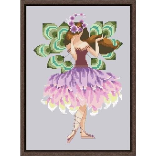 White clover fairy cross stitch kit aida fabric 18ct 14ct 11ct silver canvas cotton thread beads embroidery craft set