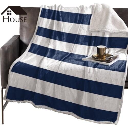BIGHOUSES Throw Blanket Blue And White Striped Crisscross Repeats Fleece Blankets Personalized Blankets Bedclothes