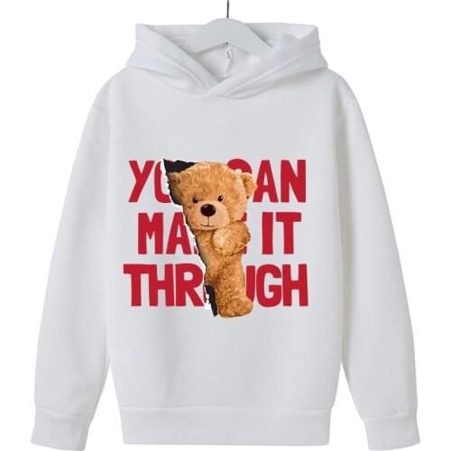 Children Pattern Bear Spring Autumn Sweatshirt 2021 Boys Girls cartoon Bear Casual Clothes Long Sleeve Hoodies Sportwear Tops