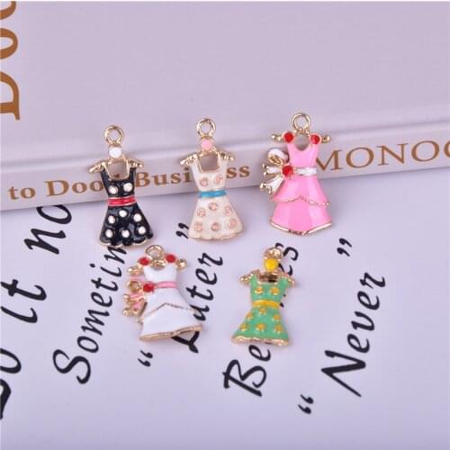 10pcs/pack Beauty Skirt Clothing Enamel Metal Charms Earring Bracelet DIY Jewelry Making